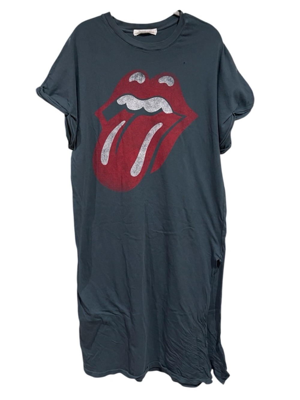 Daydreamer for FREE PEOPLE Black Midi Rolling Stones T-shirt Dress - Picture 3 of 11